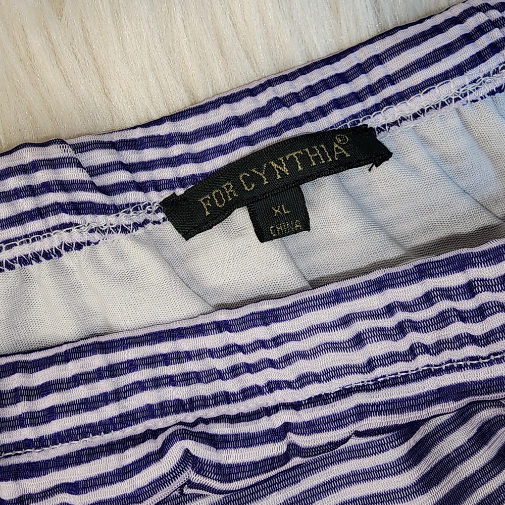 For Cynthia, Navy Purple and White Maxi Skirt XLarge - Picture 4 of 4
